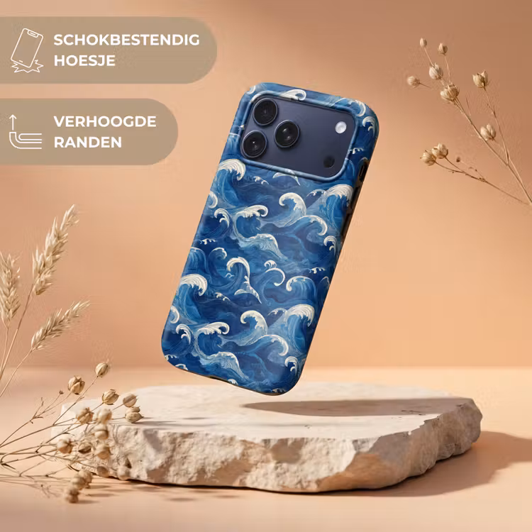 Telefoonhoesje Toughcase - Japans - Oceaan - Golven - Blauw — 5