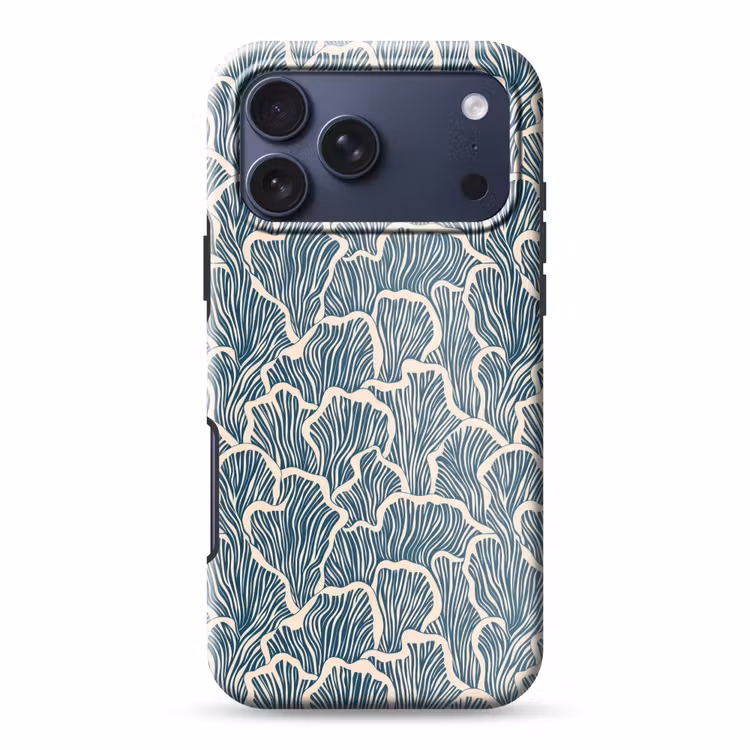 Telefoonhoesje Toughcase - Organisch - Blauw - Crème - Schelpen — 1