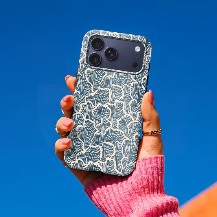 Telefoonhoesje Toughcase - Organisch - Blauw - Crème - Schelpen — 2