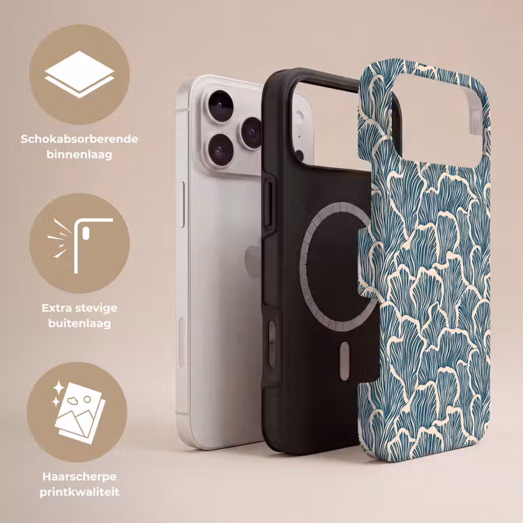 Telefoonhoesje Toughcase - Organisch - Blauw - Crème - Schelpen — 3