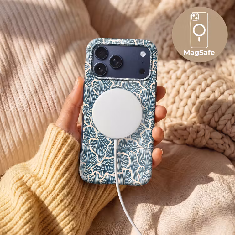 Telefoonhoesje Toughcase - Organisch - Blauw - Crème - Schelpen — 8