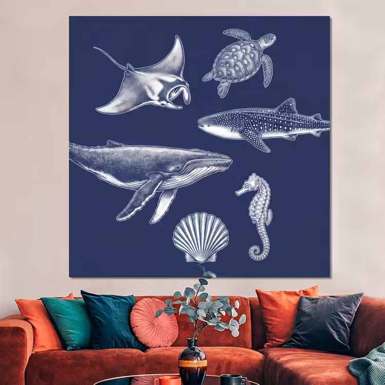 Forex - Dieren - Zeeleven - Oceaan - Graveren - Blauw — 3
