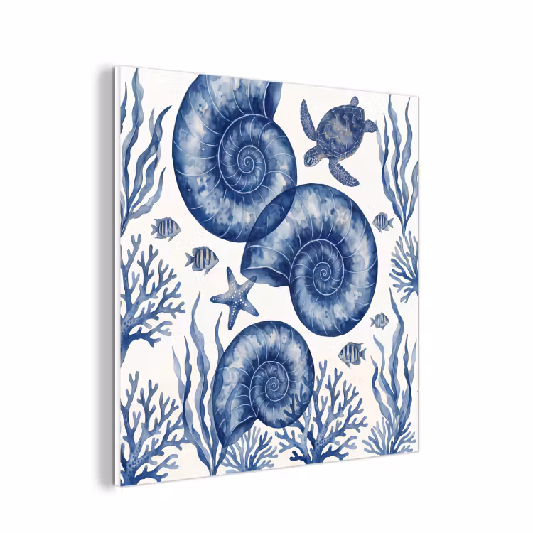 Forex - Schelp - Spiraal - Zeeleven - Aquarel - Blauw — 1