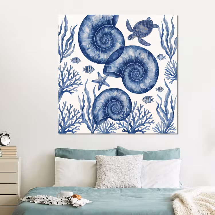 Forex - Schelp - Spiraal - Zeeleven - Aquarel - Blauw — 2