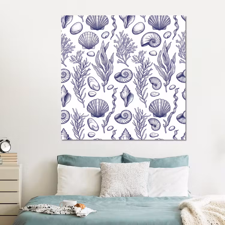 Forex - Schelpen - Zeewier - Oceaan - Illustratie - Blauw — 2