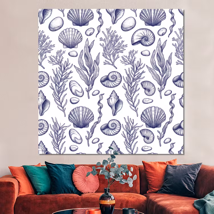 Forex - Schelpen - Zeewier - Oceaan - Illustratie - Blauw — 3