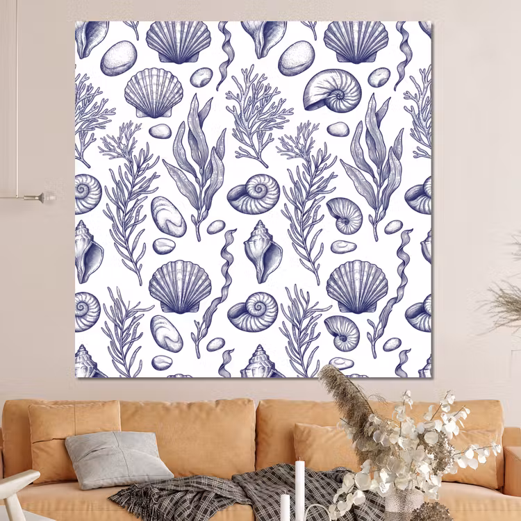 Forex - Schelpen - Zeewier - Oceaan - Illustratie - Blauw — 4