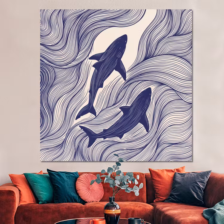Forex - Vis - Oceaan - Lijntekening - Blauw - Dieren — 3