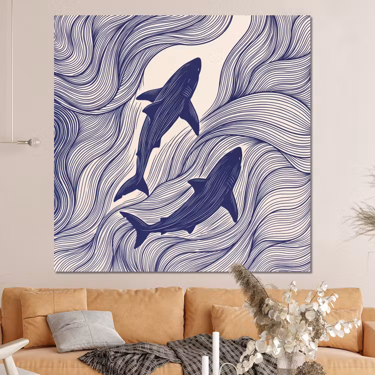 Forex - Vis - Oceaan - Lijntekening - Blauw - Dieren — 4
