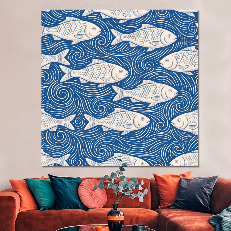 Forex - Vis - Water - Patroon - Grafisch - Blauw — 3