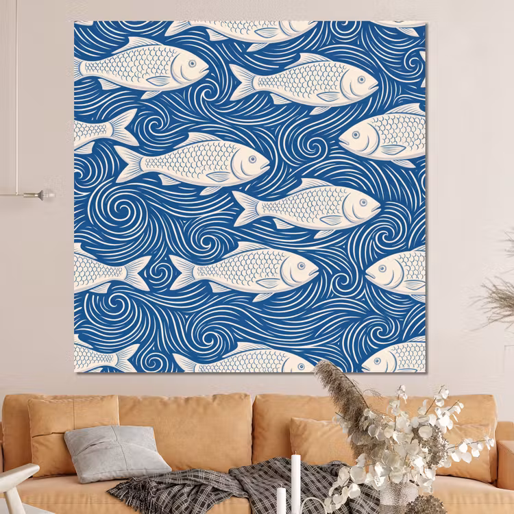 Forex - Vis - Water - Patroon - Grafisch - Blauw — 4