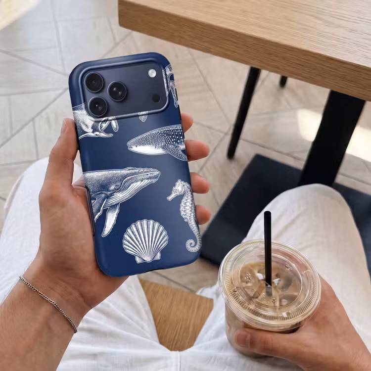 Telefoonhoesje Toughcase - Dieren - Zeeleven - Oceaan - Graveren - Blauw — 4