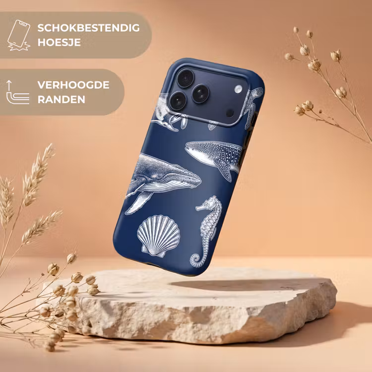 Telefoonhoesje Toughcase - Dieren - Zeeleven - Oceaan - Graveren - Blauw — 5