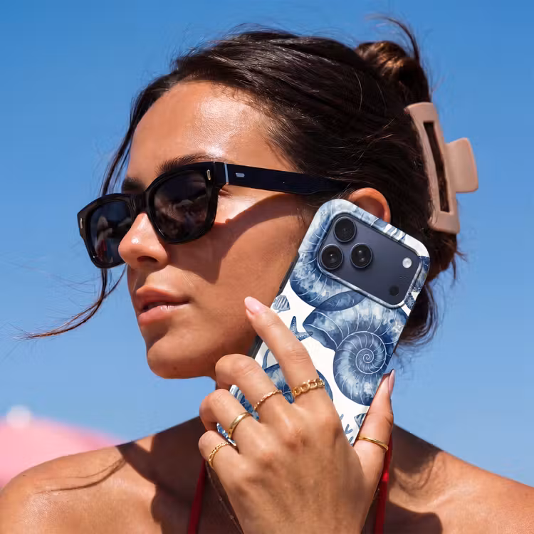 Telefoonhoesje Toughcase - Schelp - Spiraal - Zeeleven - Aquarel - Blauw — 6