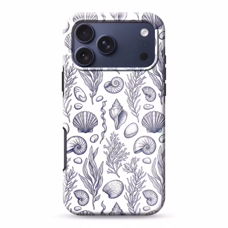 Telefoonhoesje Toughcase - Schelpen - Zeewier - Oceaan - Illustratie - Blauw — 1