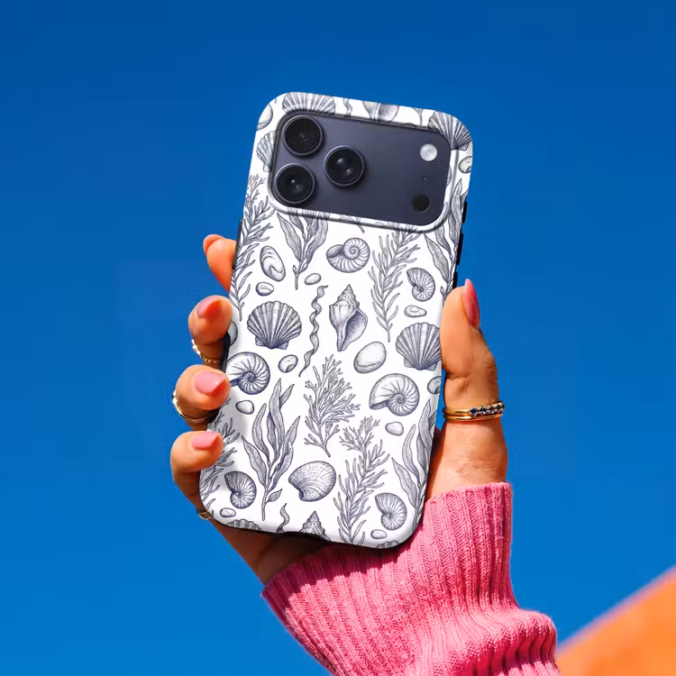 Telefoonhoesje Toughcase - Schelpen - Zeewier - Oceaan - Illustratie - Blauw — 2