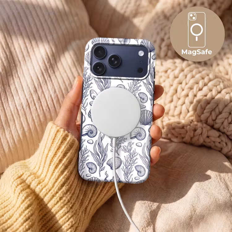 Telefoonhoesje Toughcase - Schelpen - Zeewier - Oceaan - Illustratie - Blauw — 8