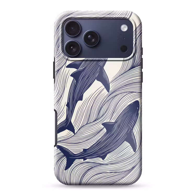 Telefoonhoesje Toughcase - Vis - Oceaan - Lijntekening - Blauw - Dieren — 1