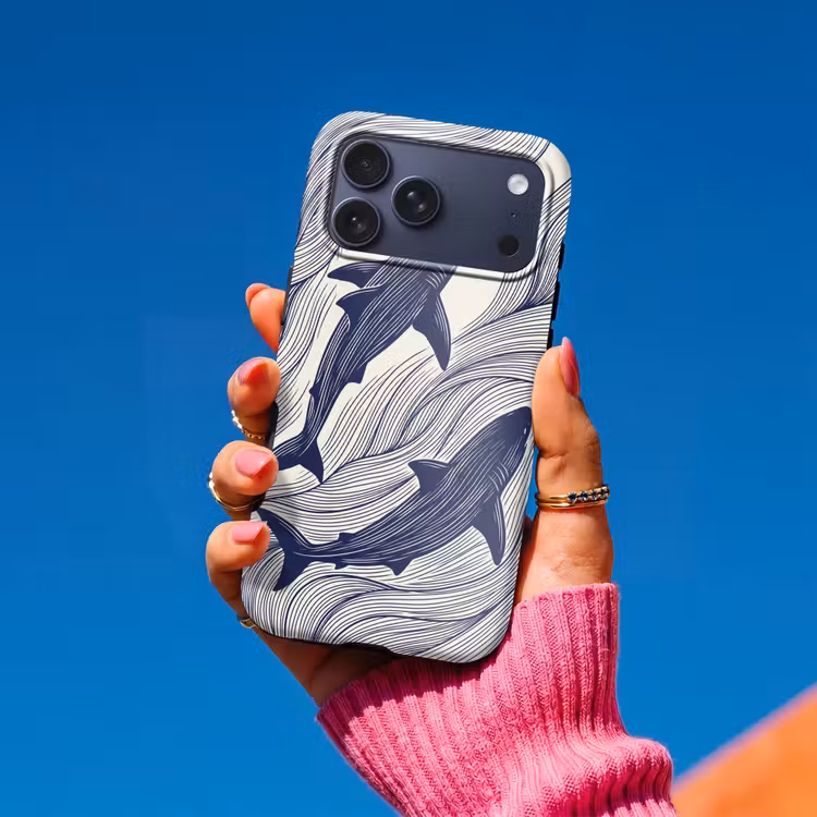 Telefoonhoesje Toughcase - Vis - Oceaan - Lijntekening - Blauw - Dieren — 2