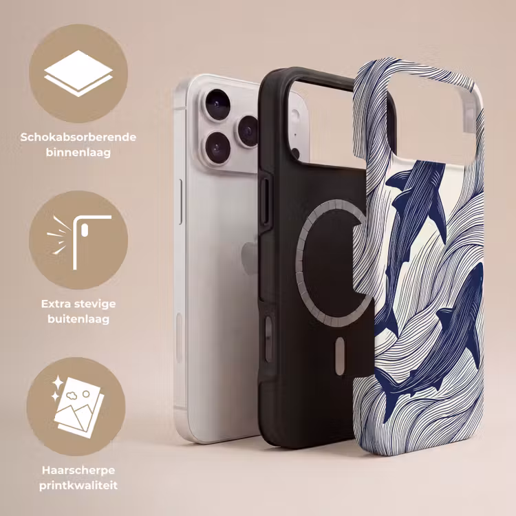 Telefoonhoesje Toughcase - Vis - Oceaan - Lijntekening - Blauw - Dieren — 3