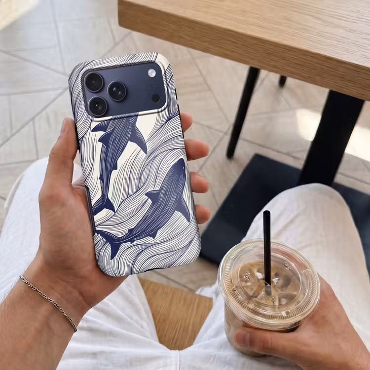 Telefoonhoesje Toughcase - Vis - Oceaan - Lijntekening - Blauw - Dieren — 4