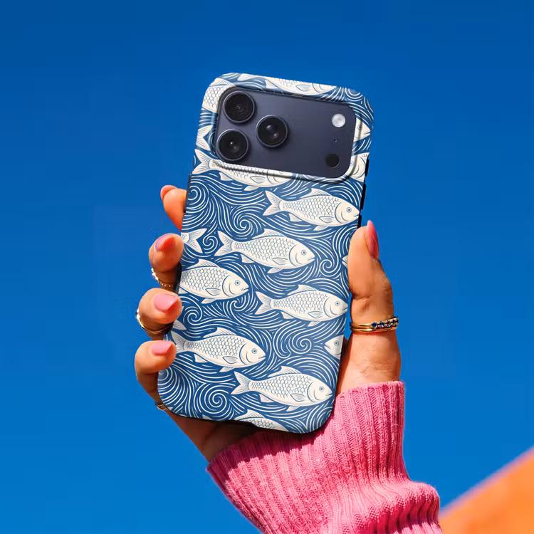 Telefoonhoesje Toughcase - Vis - Water - Patroon - Grafisch - Blauw — 2