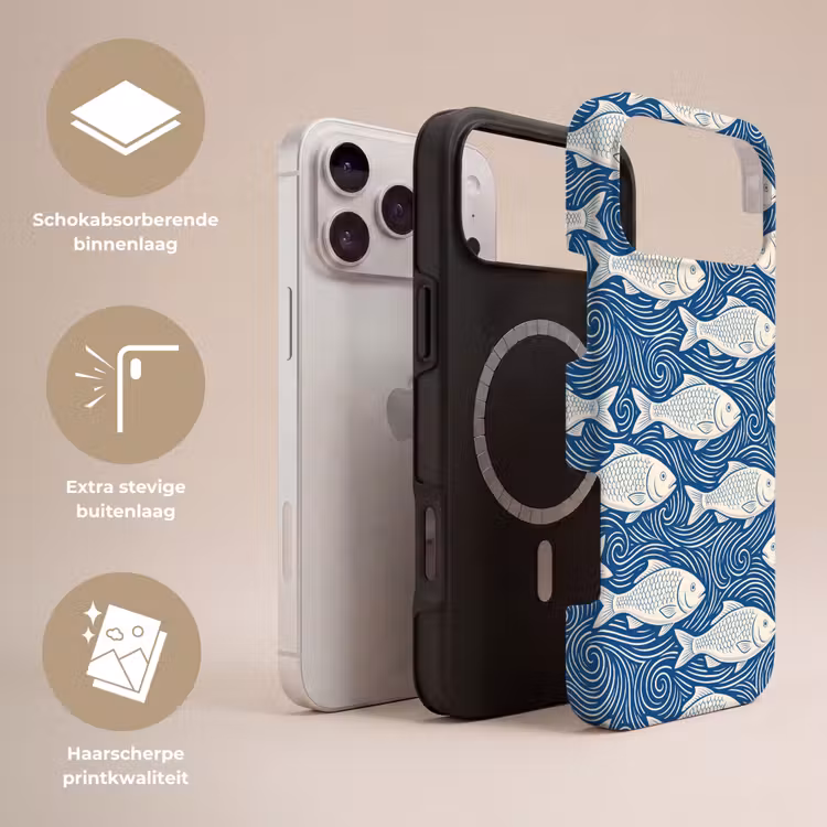 Telefoonhoesje Toughcase - Vis - Water - Patroon - Grafisch - Blauw — 3