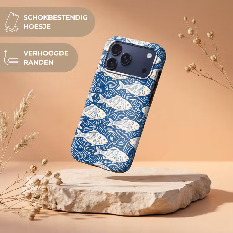 Telefoonhoesje Toughcase - Vis - Water - Patroon - Grafisch - Blauw — 5