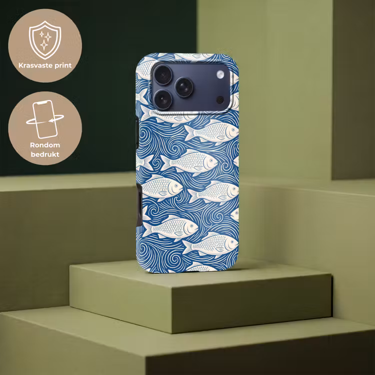 Telefoonhoesje Toughcase - Vis - Water - Patroon - Grafisch - Blauw — 7