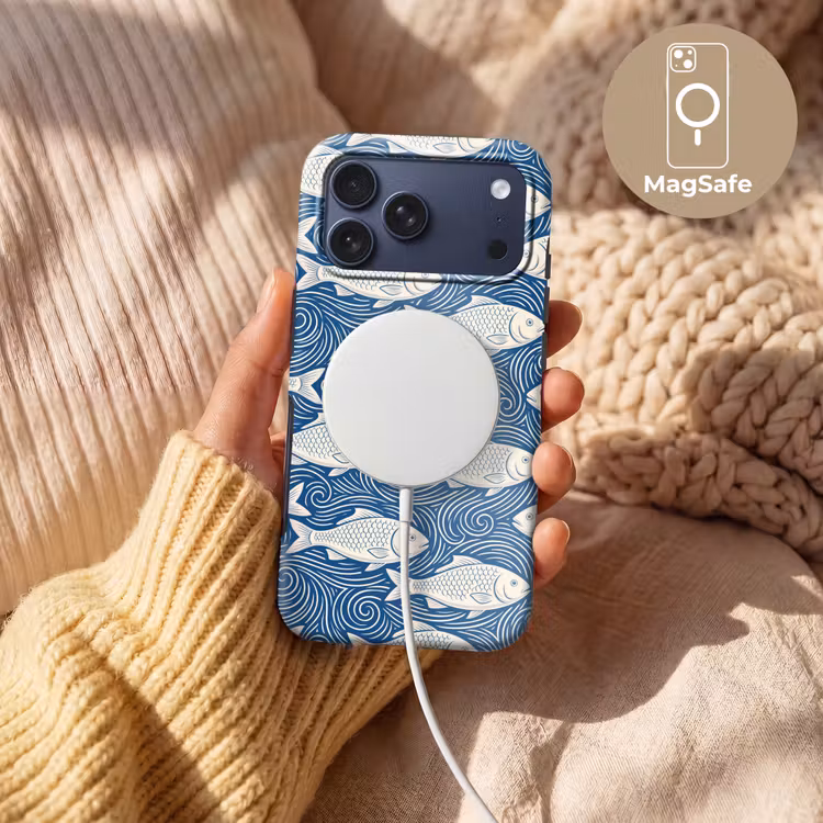 Telefoonhoesje Toughcase - Vis - Water - Patroon - Grafisch - Blauw — 8
