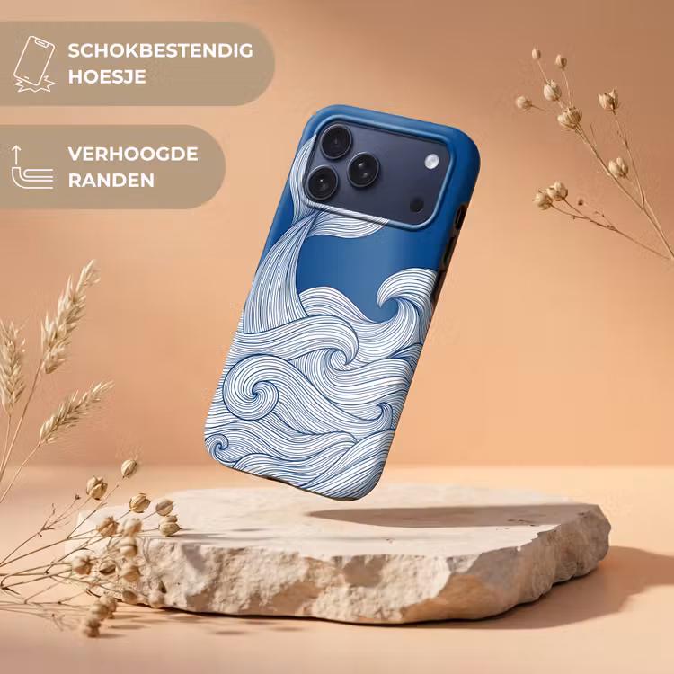 Telefoonhoesje Toughcase - Walvis - Staart - Golven - Lijntekening - Blauw — 5