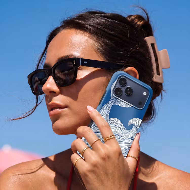 Telefoonhoesje Toughcase - Walvis - Staart - Golven - Lijntekening - Blauw — 6