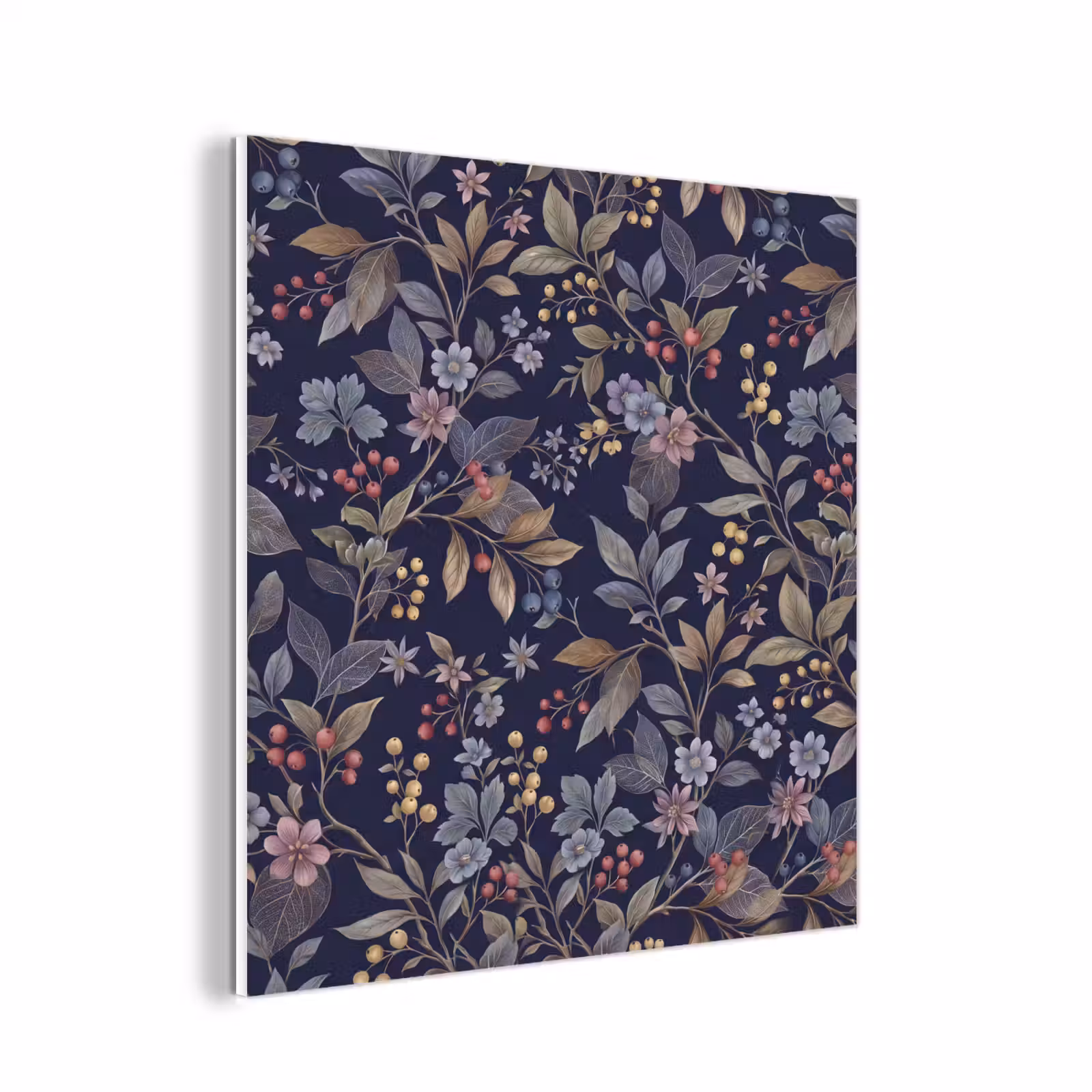 Forex - Bloemen - Bladeren - Patroon - Botanisch - Donkerblauw — 1