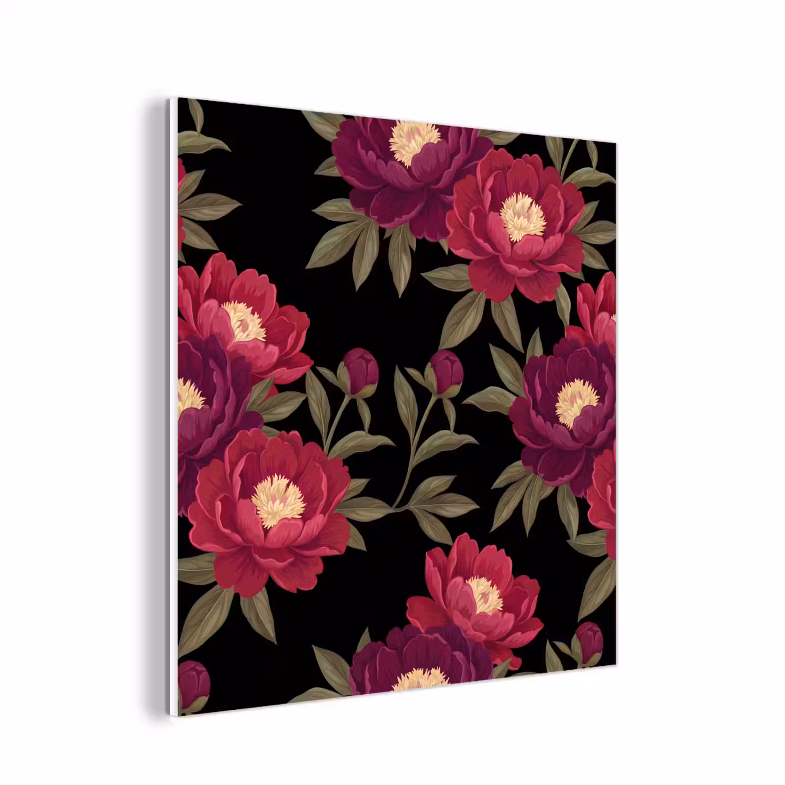 Forex - Bloemen - Patroon - Botanisch - Rood - Zwart — 1