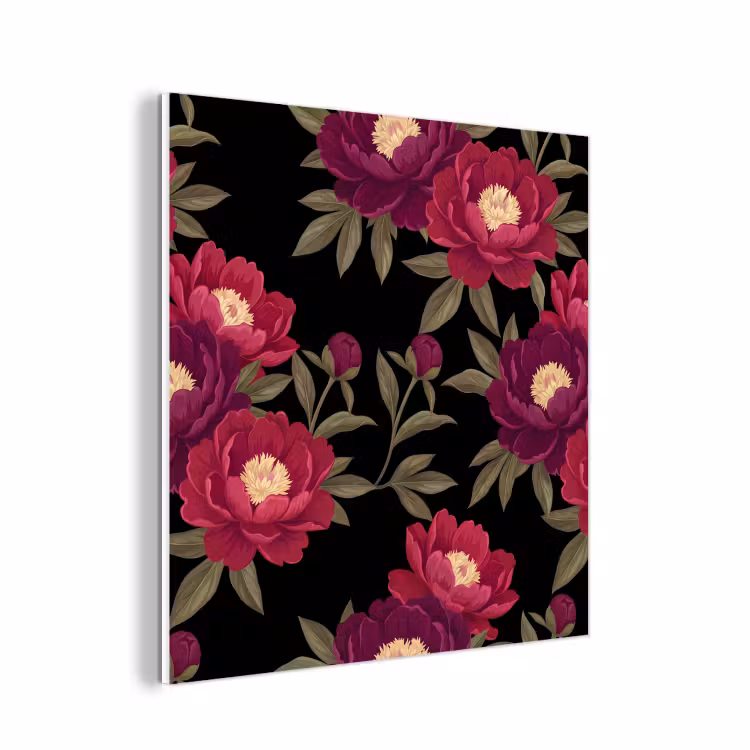 Forex - Bloemen - Patroon - Botanisch - Rood - Zwart — 1