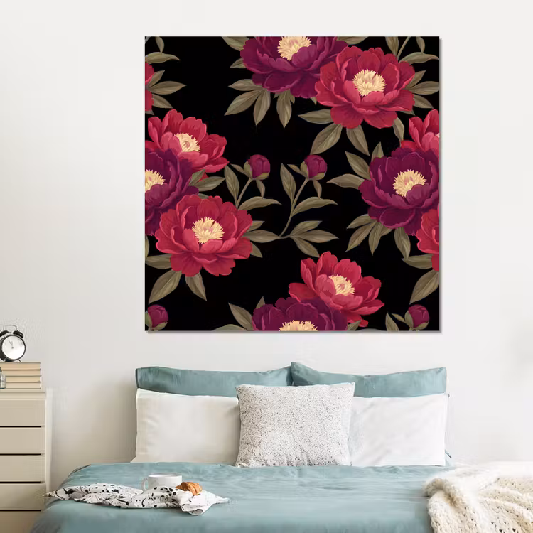 Forex - Bloemen - Patroon - Botanisch - Rood - Zwart — 2