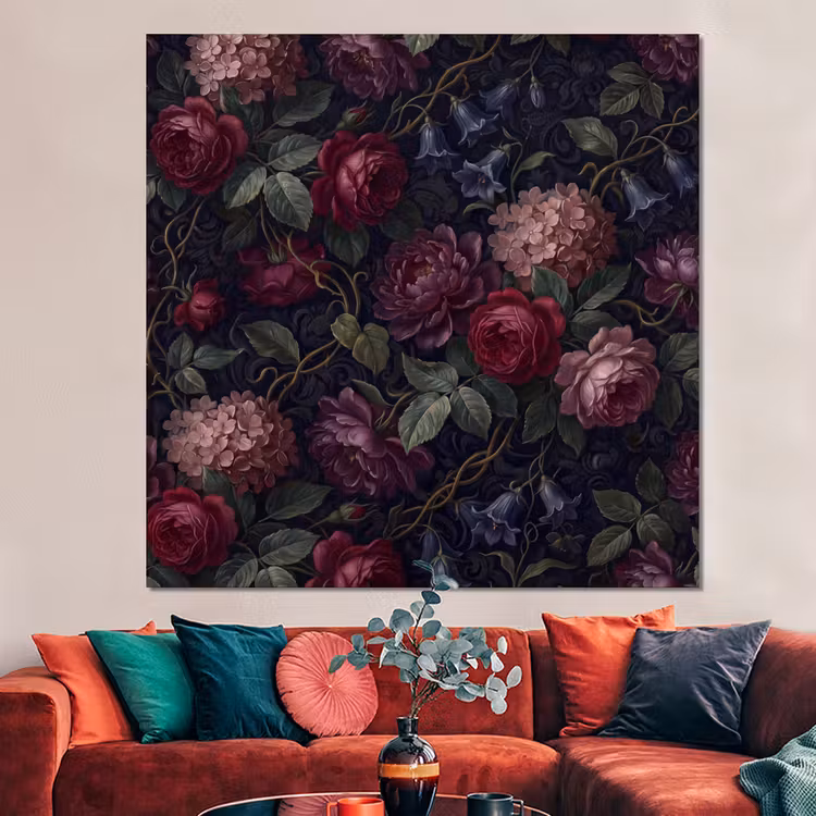 Forex - Bloemen - Rood - Klassiek - Donker - Patroon — 3