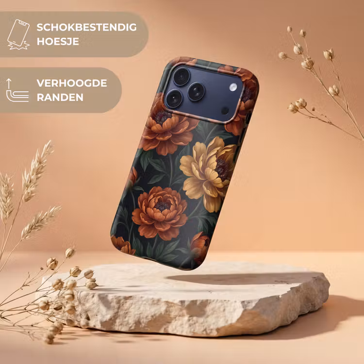 Telefoonhoesje Toughcase - Bloemen - Bladeren - Natuur - Modern - Oranje — 5