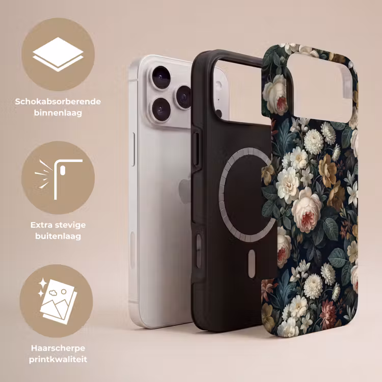 Telefoonhoesje Toughcase - Bloemen - Boeket - Botanisch - Vintage - Donkere achtergrond — 3