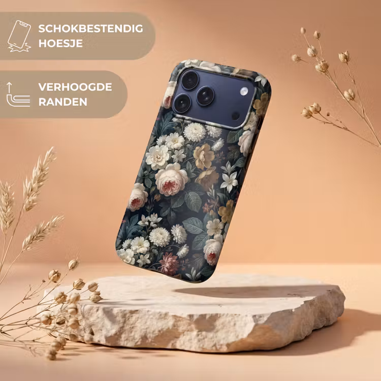 Telefoonhoesje Toughcase - Bloemen - Boeket - Botanisch - Vintage - Donkere achtergrond — 5