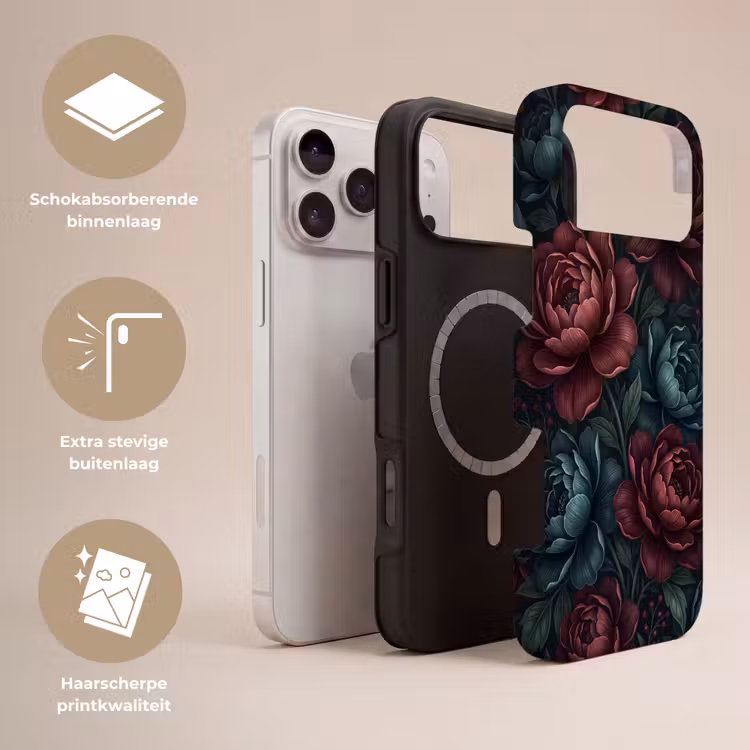 Telefoonhoesje Toughcase - Bloemen - Patroon - Natuur - Klassiek - Donker — 3