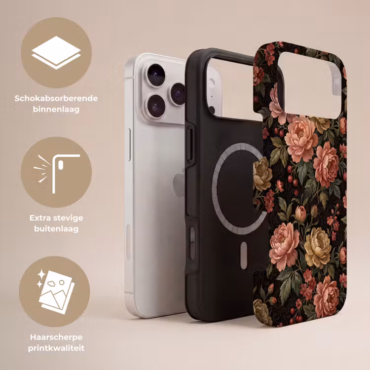 Telefoonhoesje Toughcase - Bloemen - Patroon - Natuur - Vintage - Roze — 3