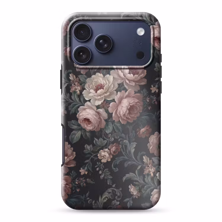Telefoonhoesje Toughcase - Bloemen - Patroon - Sierlijk - Roze - Donker — 1