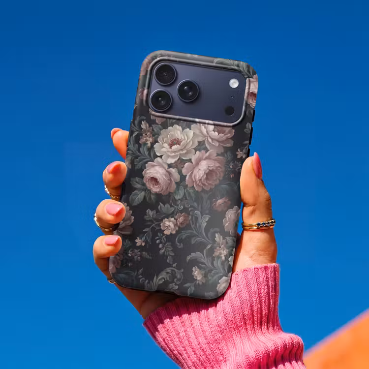 Telefoonhoesje Toughcase - Bloemen - Patroon - Sierlijk - Roze - Donker — 2