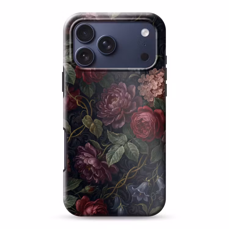 Telefoonhoesje Toughcase - Bloemen - Rood - Klassiek - Donker - Patroon — 1