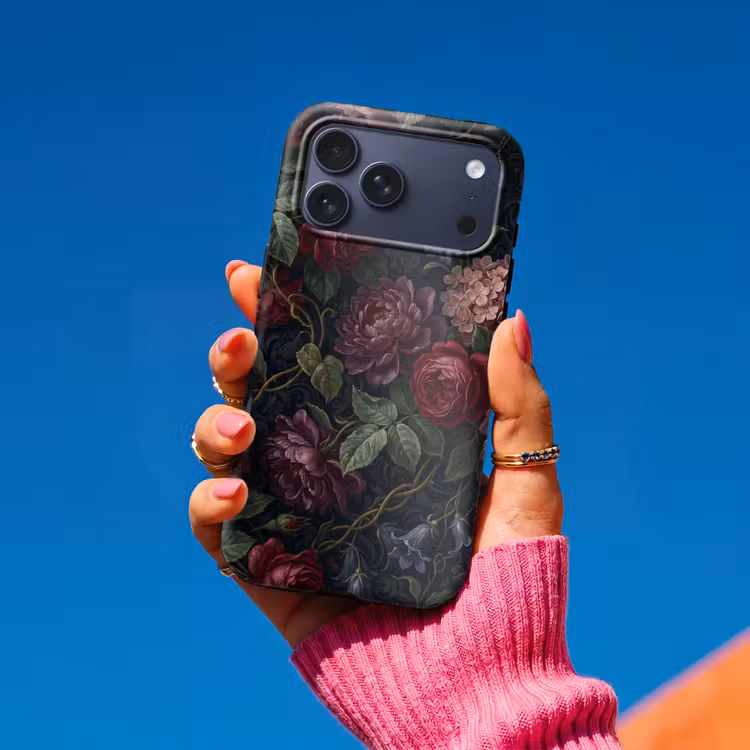 Telefoonhoesje Toughcase - Bloemen - Rood - Klassiek - Donker - Patroon — 2