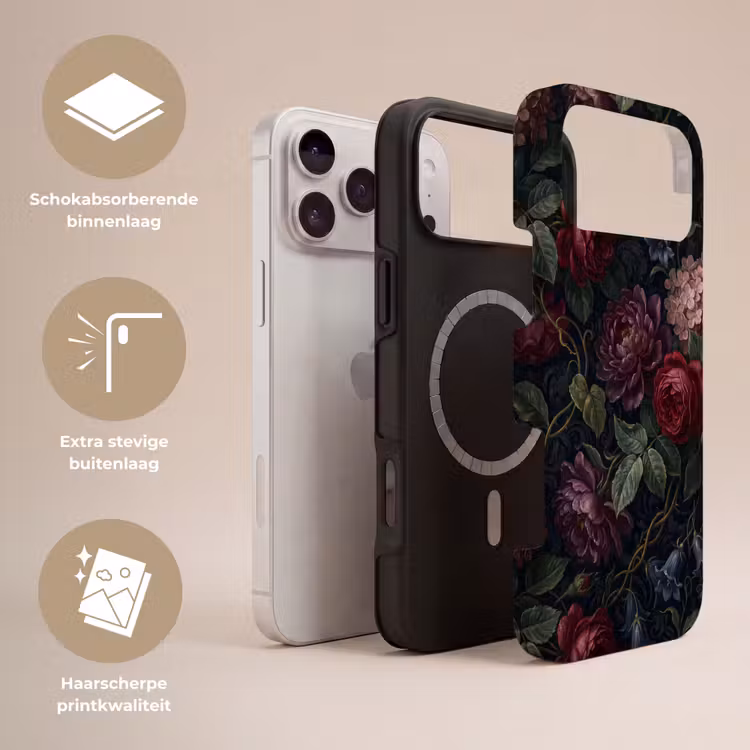 Telefoonhoesje Toughcase - Bloemen - Rood - Klassiek - Donker - Patroon — 3
