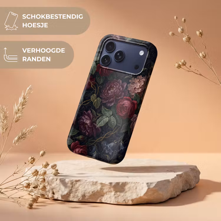 Telefoonhoesje Toughcase - Bloemen - Rood - Klassiek - Donker - Patroon — 5
