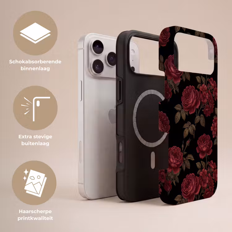Telefoonhoesje Toughcase - Bloemen - Roos - Patroon - Klassiek - Rood — 3