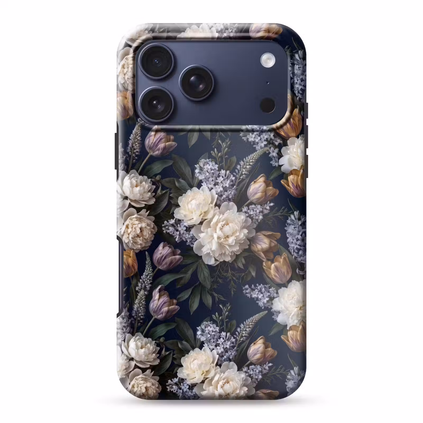 Telefoonhoesje Toughcase - Bloemen - Donker - Elegant - Natuur - Wit — 1